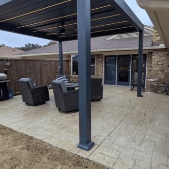 Modern Pergola & Stamped Patio